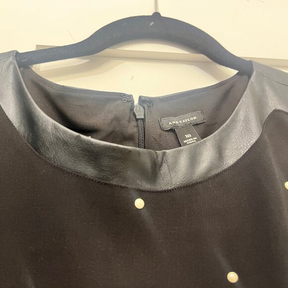 Ann Taylor Size 10 Faux Leather And Pearl Dress - Picture 3 of 5
